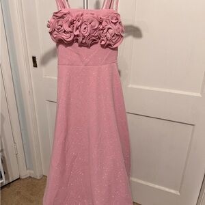 Bonnie Jean Pink Glitter Floral Dress